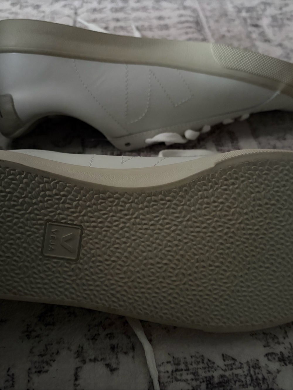 Veja White Low-Top Sneakers with Cream Sole - Picture 5 of 6